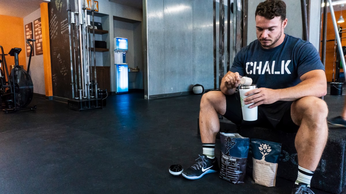 Athlete drinking post-workout shake